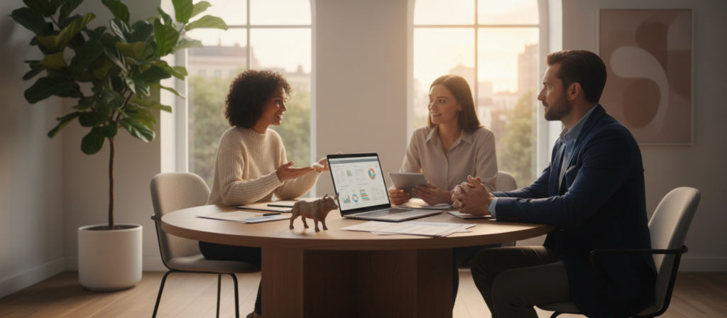 A thoughtful depiction of a Taurus individual engaged in a peaceful conflict resolution scenario, set in a serene office environment. In the foreground, a Taurus person sits at a round table, dressed in professional attire, exuding calm and determination, with papers and a laptop in front. In the middle ground, two individuals of diverse backgrounds are engaged in a reflective discussion, their body language open and positive, highlighting a collaborative spirit. The background features soft natural light filtering through large windows, casting warm hues that create an inviting atmosphere. A subtle plant and minimalistic decor enhance the professional setting, suggesting growth and balance. The overall mood is one of introspection and unity, symbolizing the evolution of conflict management styles in Taurus. A thoughtful depiction of a Taurus individual engaged in a peaceful conflict resolution scenario, set in a serene office environment. In the foreground, a Taurus person sits at a round table, dressed in professional attire, exuding calm and determination, with papers and a laptop in front. In the middle ground, two individuals of diverse backgrounds are engaged in a reflective discussion, their body language open and positive, highlighting a collaborative spirit. The background features soft natural light filtering through large windows, casting warm hues that create an inviting atmosphere. A subtle plant and minimalistic decor enhance the professional setting, suggesting growth and balance. The overall mood is one of introspection and unity, symbolizing the evolution of conflict management styles in Taurus.