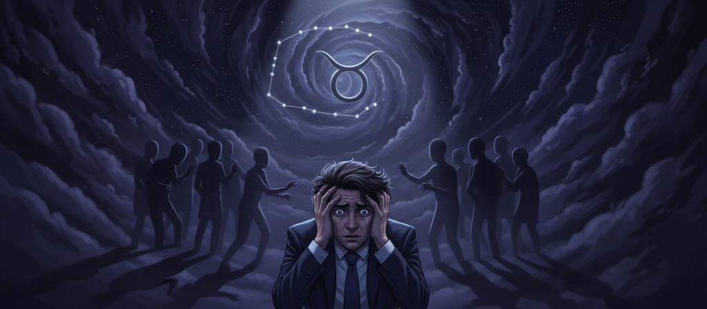 A visually striking image illustrating the unseen consequences of manipulation, centered around the zodiac sign Taurus. In the foreground, a person dressed in professional business attire looks distressed, their expression reflecting confusion and betrayal, symbolizing the emotional toll of undetected manipulation. The middle ground features a series of shadowy figures, representing manipulative forces, subtly interacting in the background, their gestures hinting at coercive tactics. The background showcases an abstract representation of the Taurus constellation, with swirling dark clouds and stars, conveying an atmosphere of uncertainty and chaos. The lighting is dim and moody, with a spotlight illuminating the person in the foreground, creating a stark contrast and emphasizing their isolation. The image should evoke a sense of tension and urgency, illustrating the hidden consequences of manipulation in a dramatic and thought-provoking manner. A visually striking image illustrating the unseen consequences of manipulation, centered around the zodiac sign Taurus. In the foreground, a person dressed in professional business attire looks distressed, their expression reflecting confusion and betrayal, symbolizing the emotional toll of undetected manipulation. The middle ground features a series of shadowy figures, representing manipulative forces, subtly interacting in the background, their gestures hinting at coercive tactics. The background showcases an abstract representation of the Taurus constellation, with swirling dark clouds and stars, conveying an atmosphere of uncertainty and chaos. The lighting is dim and moody, with a spotlight illuminating the person in the foreground, creating a stark contrast and emphasizing their isolation. The image should evoke a sense of tension and urgency, illustrating the hidden consequences of manipulation in a dramatic and thought-provoking manner.