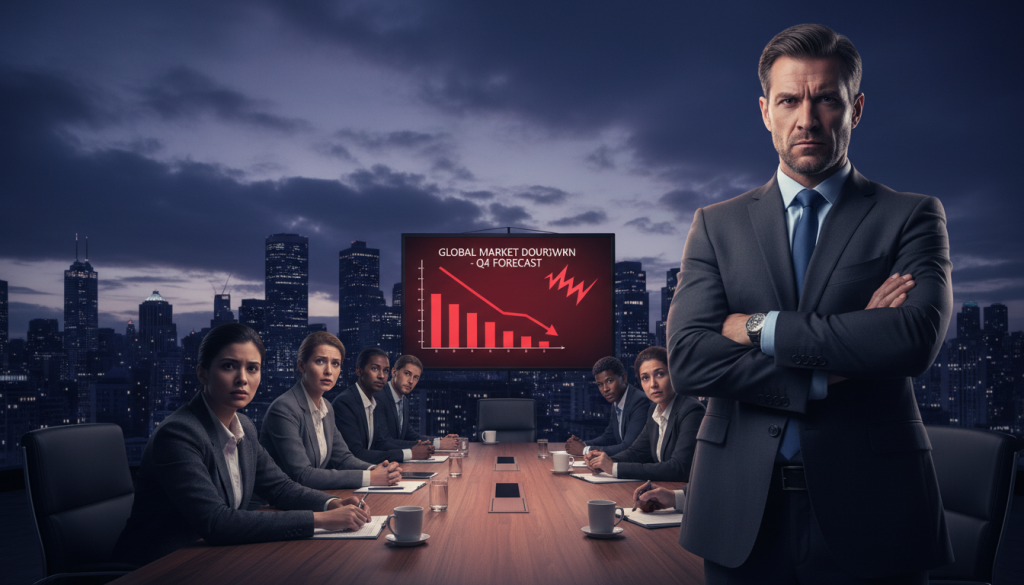 A dramatic scene capturing the essence of "amenaza" as experienced by a Capricorn in a professional context. In the foreground, a focused individual dressed in smart business attire stands confidently with arms crossed, eyes narrowed in determination. The middle ground features a tense meeting room environment, where a large wooden table is surrounded by colleagues, all glancing at a projection displaying a looming threat. The background showcases a city skyline through a large window, under a moody twilight sky with deep blues and purples, casting long shadows and creating a sense of urgency. Soft, dramatic lighting highlights the subjects, emphasizing their serious expressions, while the angle of the shot is slightly low, enhancing the gravity of the moment. The atmosphere is charged with tension and intensity, reflective of a Capricorn’s reaction to a real threat. A dramatic scene capturing the essence of "amenaza" as experienced by a Capricorn in a professional context. In the foreground, a focused individual dressed in smart business attire stands confidently with arms crossed, eyes narrowed in determination. The middle ground features a tense meeting room environment, where a large wooden table is surrounded by colleagues, all glancing at a projection displaying a looming threat. The background showcases a city skyline through a large window, under a moody twilight sky with deep blues and purples, casting long shadows and creating a sense of urgency. Soft, dramatic lighting highlights the subjects, emphasizing their serious expressions, while the angle of the shot is slightly low, enhancing the gravity of the moment. The atmosphere is charged with tension and intensity, reflective of a Capricorn’s reaction to a real threat.