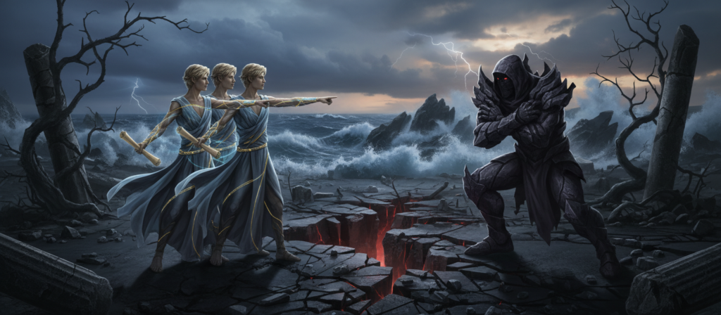 A dynamic and evocative portrayal of conflict, showcasing two symbolic figures representing the signs of Gemini and a challenging counterpart. In the foreground, the Gemini figure is depicted with vibrant, twin-like features, exuding a sense of duality and intellectual energy. The opposing sign stands in stark contrast, illustrating tension and discord through body language. In the middle ground, a dramatic landscape unfolds—a fractured terrain symbolizing emotional and mental strife, with dark clouds overhead hinting at impending storms. The background features a distant horizon, where chaotic waves crash against rocky shores, symbolizing turbulent relationships. Illuminate the scene with a moody, overcast light that casts shadows, adding depth to the emotional atmosphere, highlighting the complex interplay between the two figures. Aim for a photographic style that emphasizes realism and expression. A dynamic and evocative portrayal of conflict, showcasing two symbolic figures representing the signs of Gemini and a challenging counterpart. In the foreground, the Gemini figure is depicted with vibrant, twin-like features, exuding a sense of duality and intellectual energy. The opposing sign stands in stark contrast, illustrating tension and discord through body language. In the middle ground, a dramatic landscape unfolds—a fractured terrain symbolizing emotional and mental strife, with dark clouds overhead hinting at impending storms. The background features a distant horizon, where chaotic waves crash against rocky shores, symbolizing turbulent relationships. Illuminate the scene with a moody, overcast light that casts shadows, adding depth to the emotional atmosphere, highlighting the complex interplay between the two figures. Aim for a photographic style that emphasizes realism and expression.