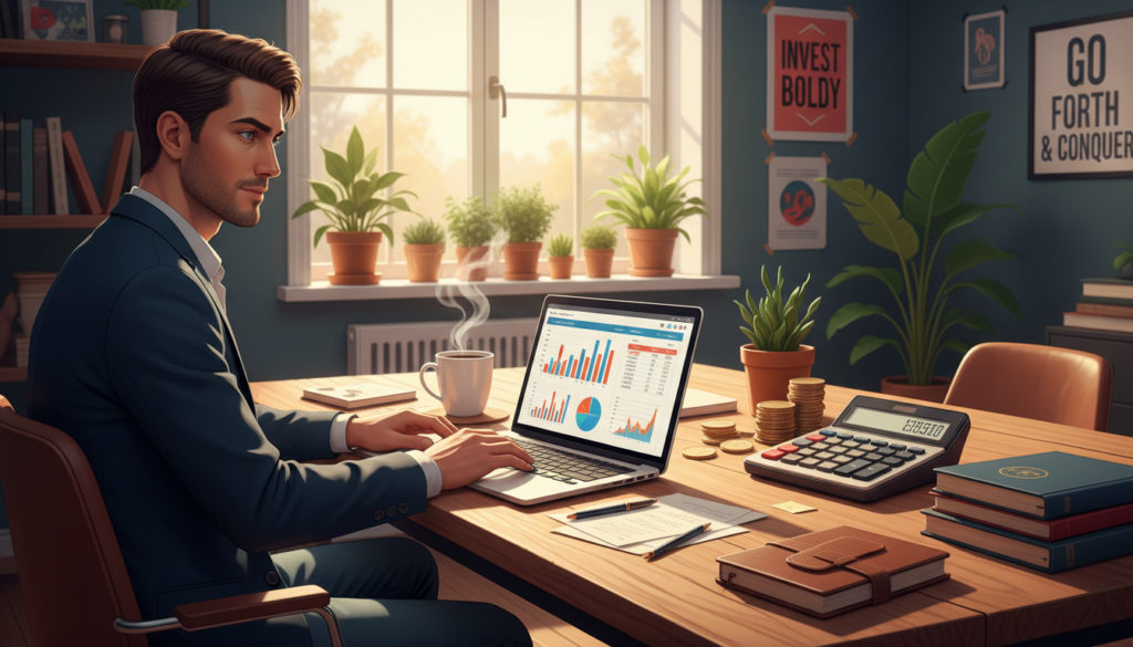 A vibrant and dynamic scene depicting the financial habits of Aries in their daily life, capturing the essence of managing money effectively. In the foreground, an Aries individual in smart-casual attire, with a confident expression, is actively reviewing a financial plan on a laptop, surrounded by charts and notes. In the middle, a wooden table cluttered with a calculator, coins, and a steaming cup of coffee, symbolizing their organizational skills. In the background, a modern home office bathed in warm, natural light from a large window, showcasing plants and motivational decor. The mood is focused and aspirational, reflecting a diligent approach to finances while embodying the energetic spirit of Aries. A vibrant and dynamic scene depicting the financial habits of Aries in their daily life, capturing the essence of managing money effectively. In the foreground, an Aries individual in smart-casual attire, with a confident expression, is actively reviewing a financial plan on a laptop, surrounded by charts and notes. In the middle, a wooden table cluttered with a calculator, coins, and a steaming cup of coffee, symbolizing their organizational skills. In the background, a modern home office bathed in warm, natural light from a large window, showcasing plants and motivational decor. The mood is focused and aspirational, reflecting a diligent approach to finances while embodying the energetic spirit of Aries.