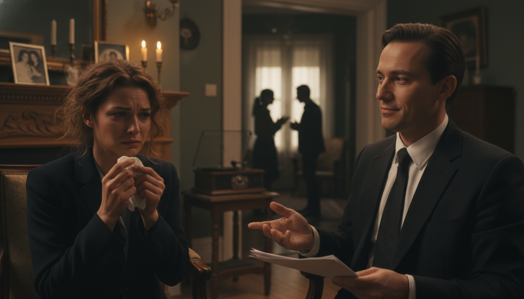 A deeply emotional scene depicting the impact of emotional manipulation in close relationships. In the foreground, two individuals in professional business attire exhibit contrasting expressions: one appearing distressed and the other with a calculating, subtle smile, suggesting manipulation. The middle ground features a small, warmly-lit room adorned with personal items that evoke nostalgia, like framed photos and gently flickering candles, enhancing the emotional tension. In the background, soft-focused shadows of two more people suggest conflict, their bodies turned away from each other. The lighting is soft yet dramatic, casting shadows to amplify the mood of unease and tension, while a shallow depth of field focuses on the main characters. The atmosphere is heavy, charged with unspoken emotions and underlying tension. A deeply emotional scene depicting the impact of emotional manipulation in close relationships. In the foreground, two individuals in professional business attire exhibit contrasting expressions: one appearing distressed and the other with a calculating, subtle smile, suggesting manipulation. The middle ground features a small, warmly-lit room adorned with personal items that evoke nostalgia, like framed photos and gently flickering candles, enhancing the emotional tension. In the background, soft-focused shadows of two more people suggest conflict, their bodies turned away from each other. The lighting is soft yet dramatic, casting shadows to amplify the mood of unease and tension, while a shallow depth of field focuses on the main characters. The atmosphere is heavy, charged with unspoken emotions and underlying tension.