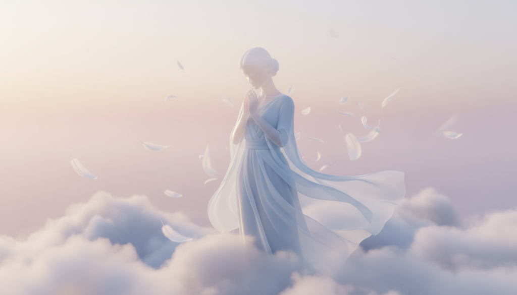 A serene, contemplative scene capturing the essence of the air sign, Gemini. In the foreground, an ethereal figure representing Gemini, dressed in flowing light blue and white attire, stands gracefully, with a thoughtful expression, surrounded by soft, swirling clouds. Their arms gently clasped, suggesting introspection. The middle ground features airy, translucent elements resembling fluttering leaves and feathers, embodying the airy qualities of the sign. In the background, a soft gradient of pastel colors—pinks and yellows at dawn—illuminates the atmosphere, creating a peaceful, dreamlike mood. The lighting is soft and ambient, casting gentle shadows and enhancing the tranquil vibe. The focus is sharp on the Gemini figure, but gradually blurs towards the background, emphasizing a sense of depth and reflection. A serene, contemplative scene capturing the essence of the air sign, Gemini. In the foreground, an ethereal figure representing Gemini, dressed in flowing light blue and white attire, stands gracefully, with a thoughtful expression, surrounded by soft, swirling clouds. Their arms gently clasped, suggesting introspection. The middle ground features airy, translucent elements resembling fluttering leaves and feathers, embodying the airy qualities of the sign. In the background, a soft gradient of pastel colors—pinks and yellows at dawn—illuminates the atmosphere, creating a peaceful, dreamlike mood. The lighting is soft and ambient, casting gentle shadows and enhancing the tranquil vibe. The focus is sharp on the Gemini figure, but gradually blurs towards the background, emphasizing a sense of depth and reflection.